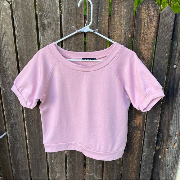 Yala Berkeley Puff Short Sleeve Bamboo & OG Cotton Raglan Pink Sweatshirt Top - Picture 4 of 12